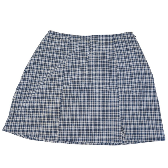Urban Outfitters BDG Darren Seersucker Skirt Plaid Mini Preppy Academia Blue - Picture 2 of 9